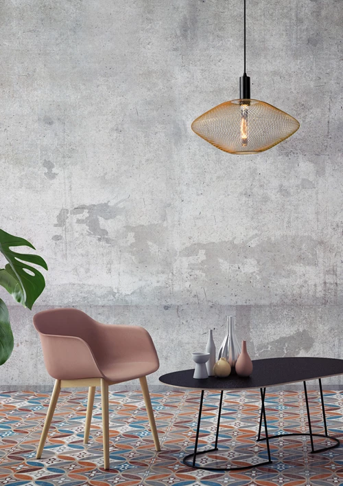 Lucide MESH - Suspension - Ø 45 cm - 1xE27 - Or Mat / Laiton - ambiance 3